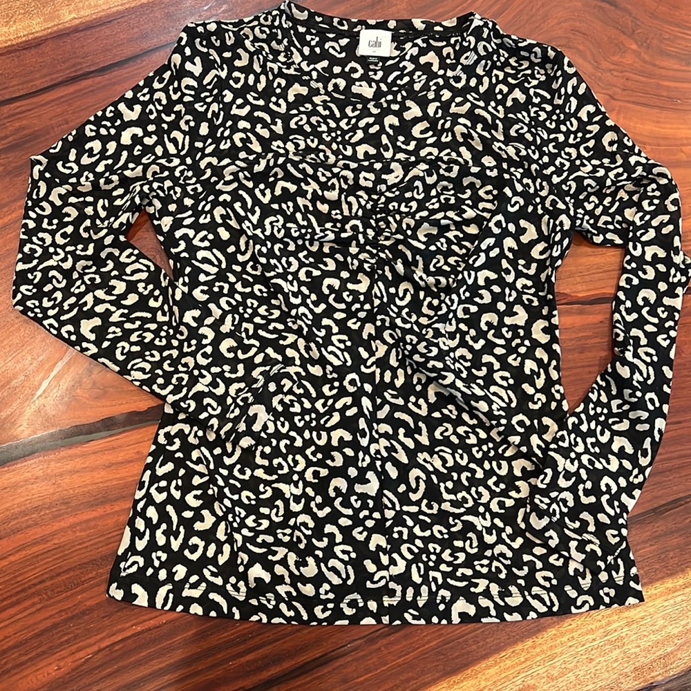 Cabi Sheer Sweetheart Leopard Top - M